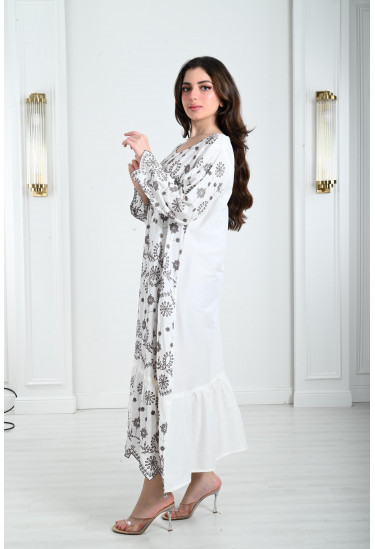 جلابية نسائية منقوشة نقشات انسيابية 