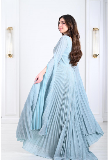 فستان نسائي بأكمام بيليسيه بنسيج لامع