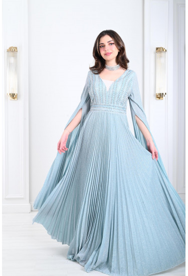 فستان نسائي بأكمام بيليسيه بنسيج لامع