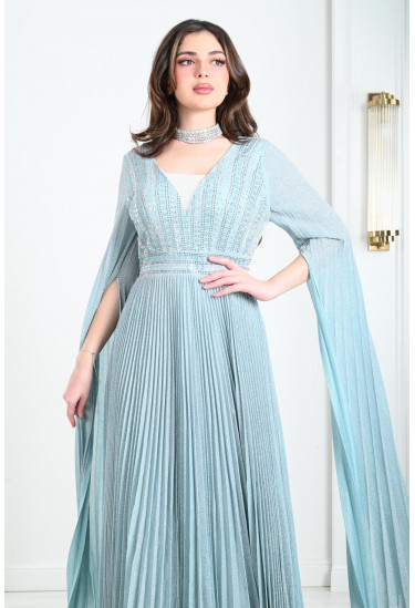 فستان نسائي بأكمام بيليسيه بنسيج لامع