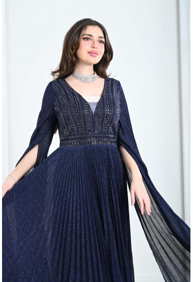 فستان نسائي بأكمام بيليسيه بنسيج لامع