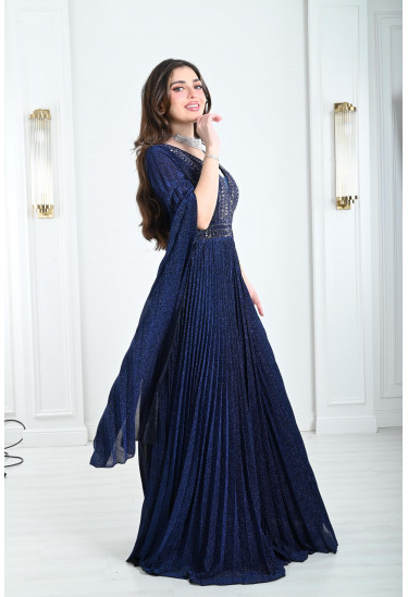 فستان نسائي بأكمام بيليسيه بنسيج لامع