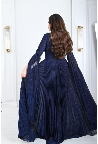 فستان نسائي بأكمام بيليسيه بنسيج لامع