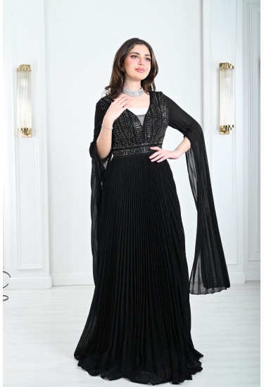 فستان نسائي بأكمام بيليسيه بنسيج لامع