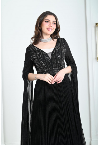 فستان نسائي بأكمام بيليسيه بنسيج لامع