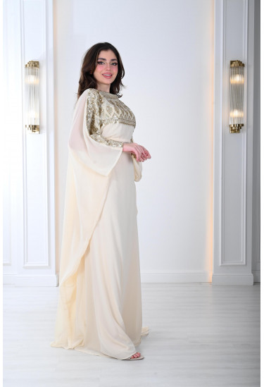 فستان نسائي أنيق نمط أكمام كيب واسعة 