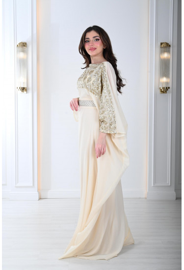 فستان نسائي أنيق نمط أكمام كيب واسعة 