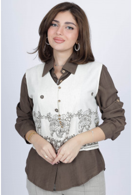 بلوزة نسائية بسديري منقوش