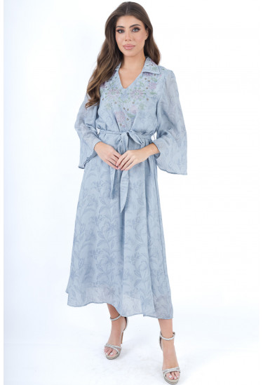 فستان بخامة منقوشه