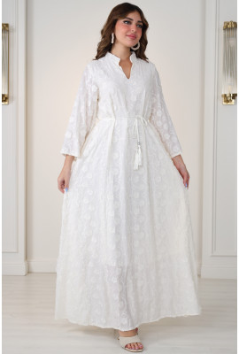 فستان نسائي دانتيل مطرز طويل