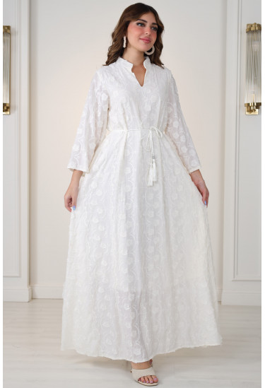 فستان نسائي دانتيل مطرز طويل