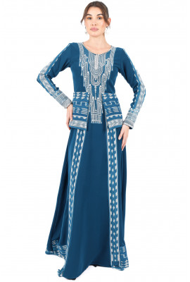 جلابية ماكسي أنيقة بتطريز تراثي