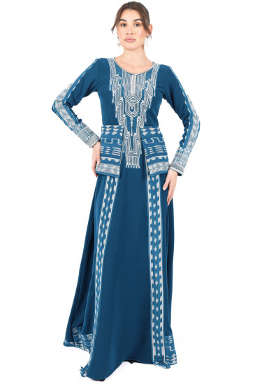 جلابية ماكسي أنيقة بتطريز تراثي