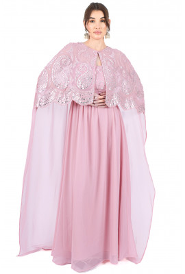 فستان سواريه  أنيق بكاب مطرز