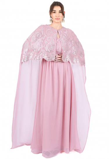 فستان سواريه  أنيق بكاب مطرز