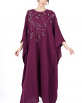 جلابية شيفون واسعة بتطريز ناعم