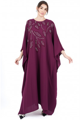 جلابية شيفون واسعة بتطريز ناعم