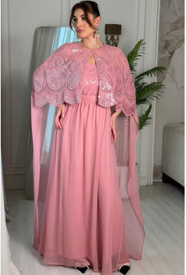 فستان سواريه  أنيق بكاب مطرز