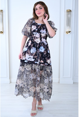 فستان أوف شولدر بنقشة الزهور لإطلالة أنثوية ساحرة