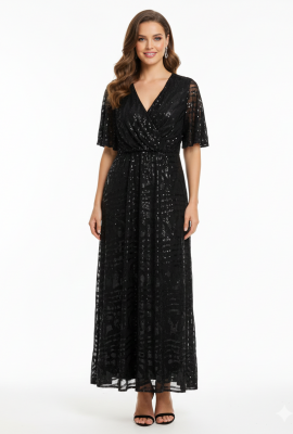 فستان سهرة بنمط لف