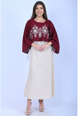 فستان أنيق بتصميم تراثي مطرز