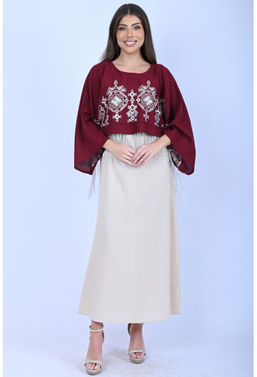 فستان أنيق بتصميم تراثي مطرز