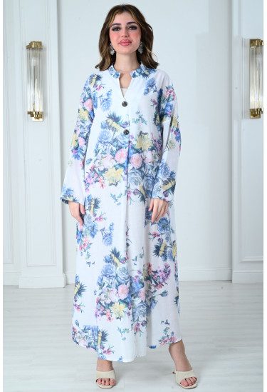 فستان فاخر بنقش زهور الربيع