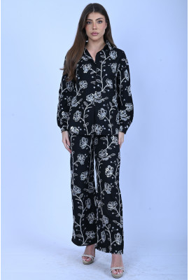 طقم فاخر انثوي بأكمام طويلة وياقة قميص