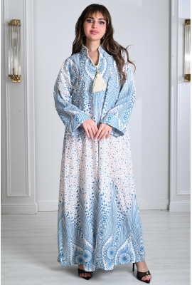 جلابيه نسائي طباعات تشبه ريش طاووس