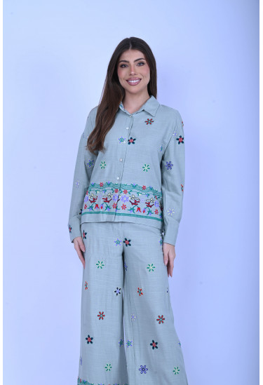 طقم نسائي 2 قطعة مطرز