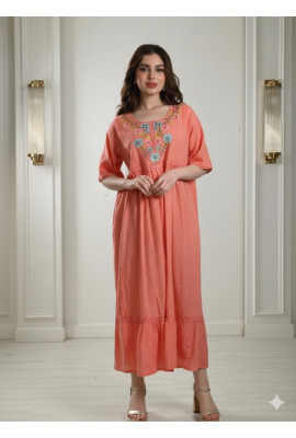 جلابية ميدي بتطريز ملون