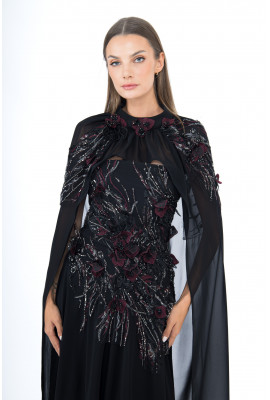 فستان سواريه فخم بكاب شيفون وتطريز راقى فستان سواريه فخم بكاب شيفون وتطريز راقى