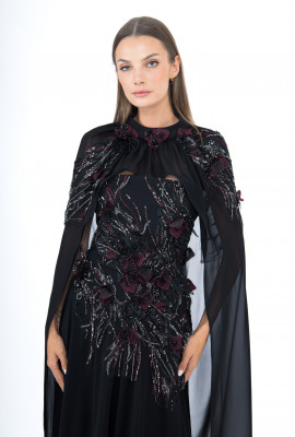  فستان سواريه فخم بكاب شيفون وتطريز راقى