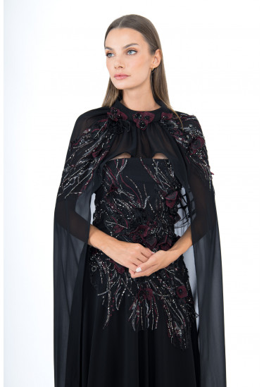  فستان سواريه فخم بكاب شيفون وتطريز راقى