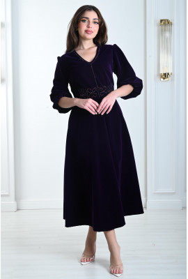 فستان ميدي مخملي متجدد