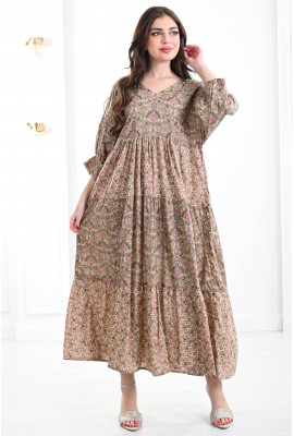 جلابية فضفاضة منقوشة بالزهور الرقيقة