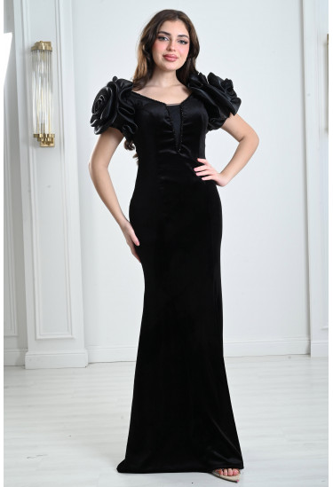 فستان أنثوي بأكمام منتفخة فخمة