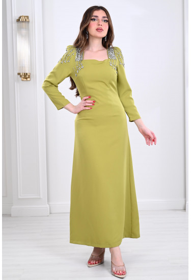 فستان سيمبل بتطريز هادئ على الأكتاف 