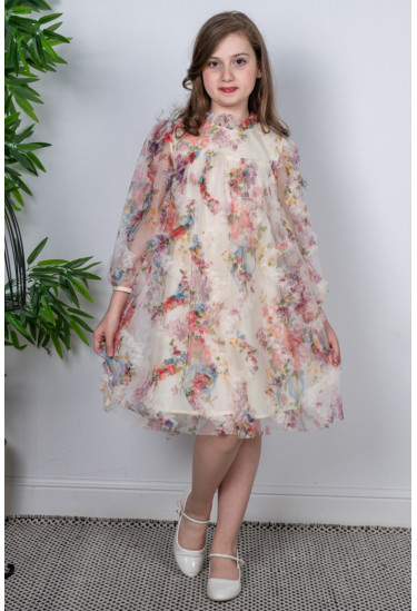 فستان بناتي شيفون قصير مقاس صغير 