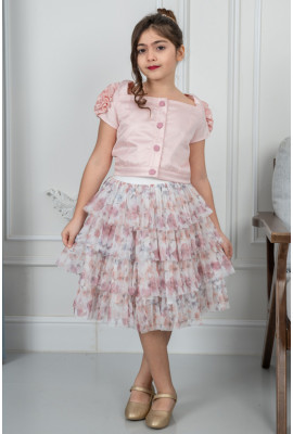 طقم بناتي مزين بالزهور