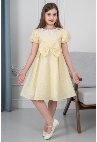 فستان بناتي بفيونكة مقاسات كبيرة