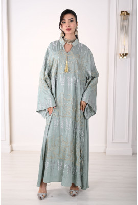 جلابيه نسائي واسعه بتطريز لامع