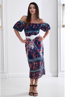 فستان أوف شولدر بطباعات زهرية أنيقة