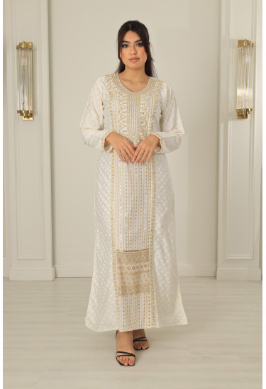 جلابيه نسائي مطرزه بخيوط ذهبية 