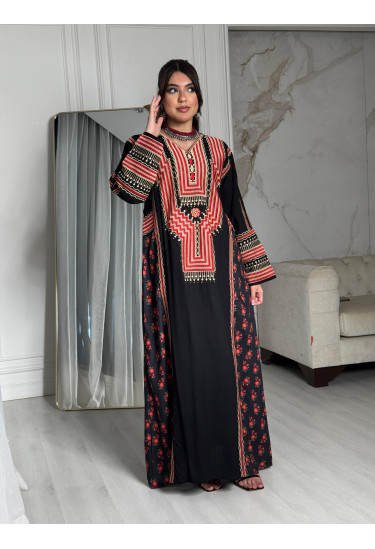 جلابيه نسائي ليوم التاسيس مطرزه بالخيوط الملونه