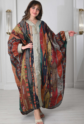 جلابية نسائية منقوشة فضفاضة 