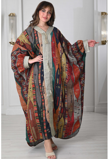 جلابية نسائية منقوشة فضفاضة 