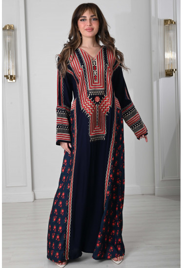 جلابيه نسائي ليوم التاسيس مطرزه بالخيوط الملونه