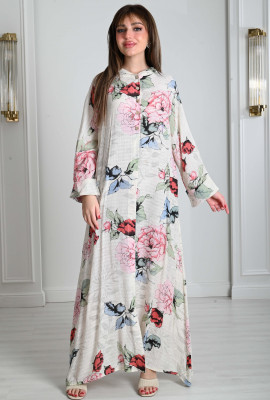 جلابيه نسائي طويله نمط زهور