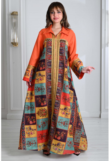 جلابيه نسائي طويله طباعات رائعه